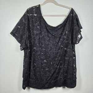 Twist Tees Hot Topic Black Goth Witchy Asymmetrical Sheer Lace Top Plus Size 4X